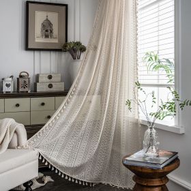 Translucent American Country Hollow Crochet Curtain (Option: Rice broom hook-150x180cm)